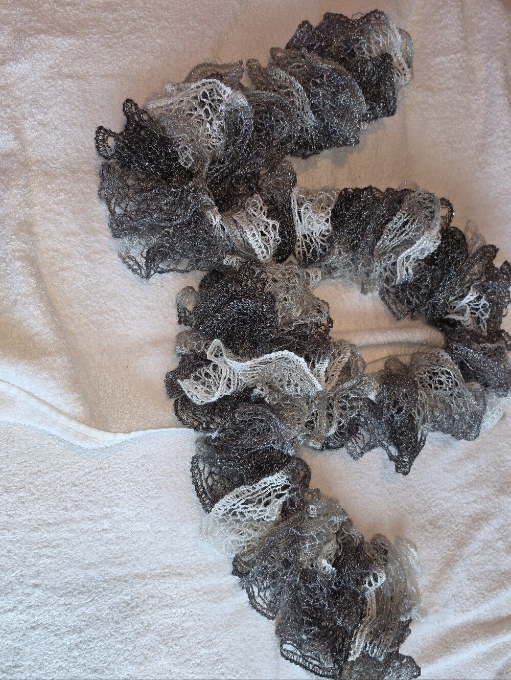Source Unknown Gray Ruffle Knit Scarf - Picture 5 of 7